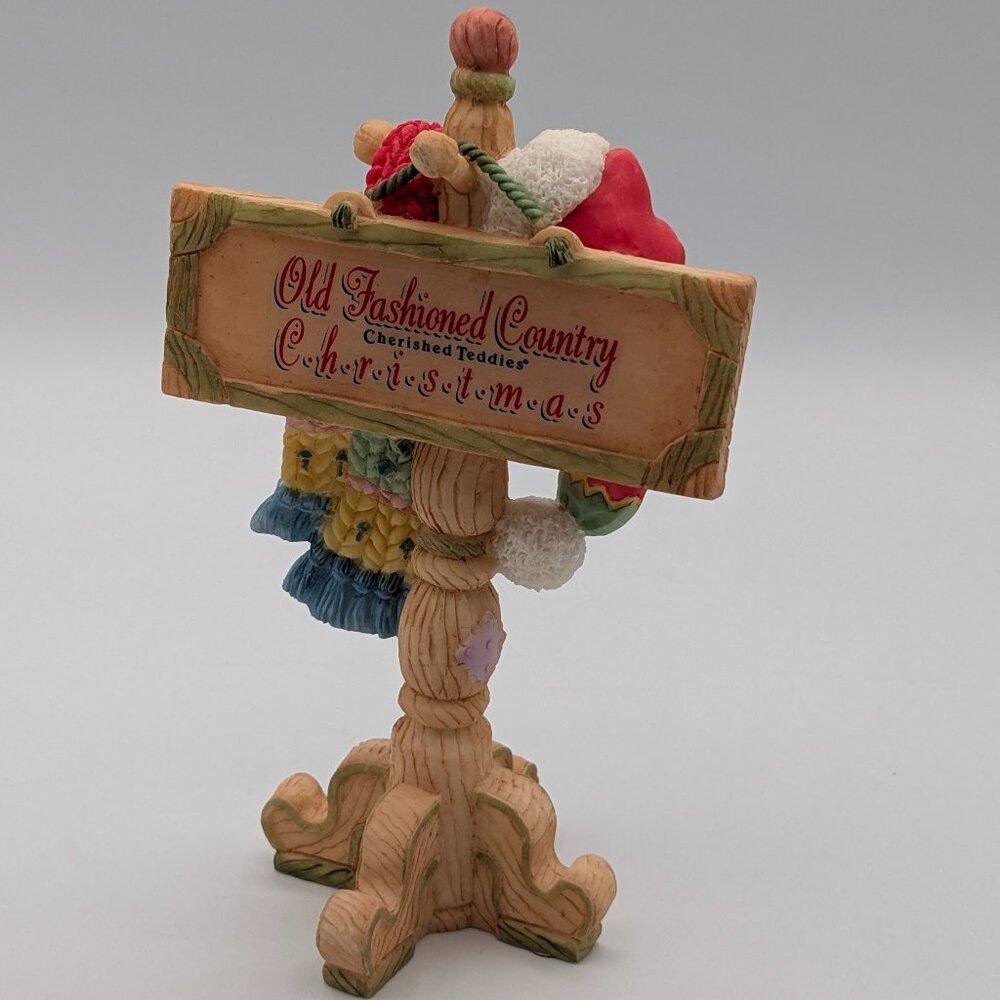 Cherished Teddies Old Fashioned Country Christmas Coat Rack Sign 1999